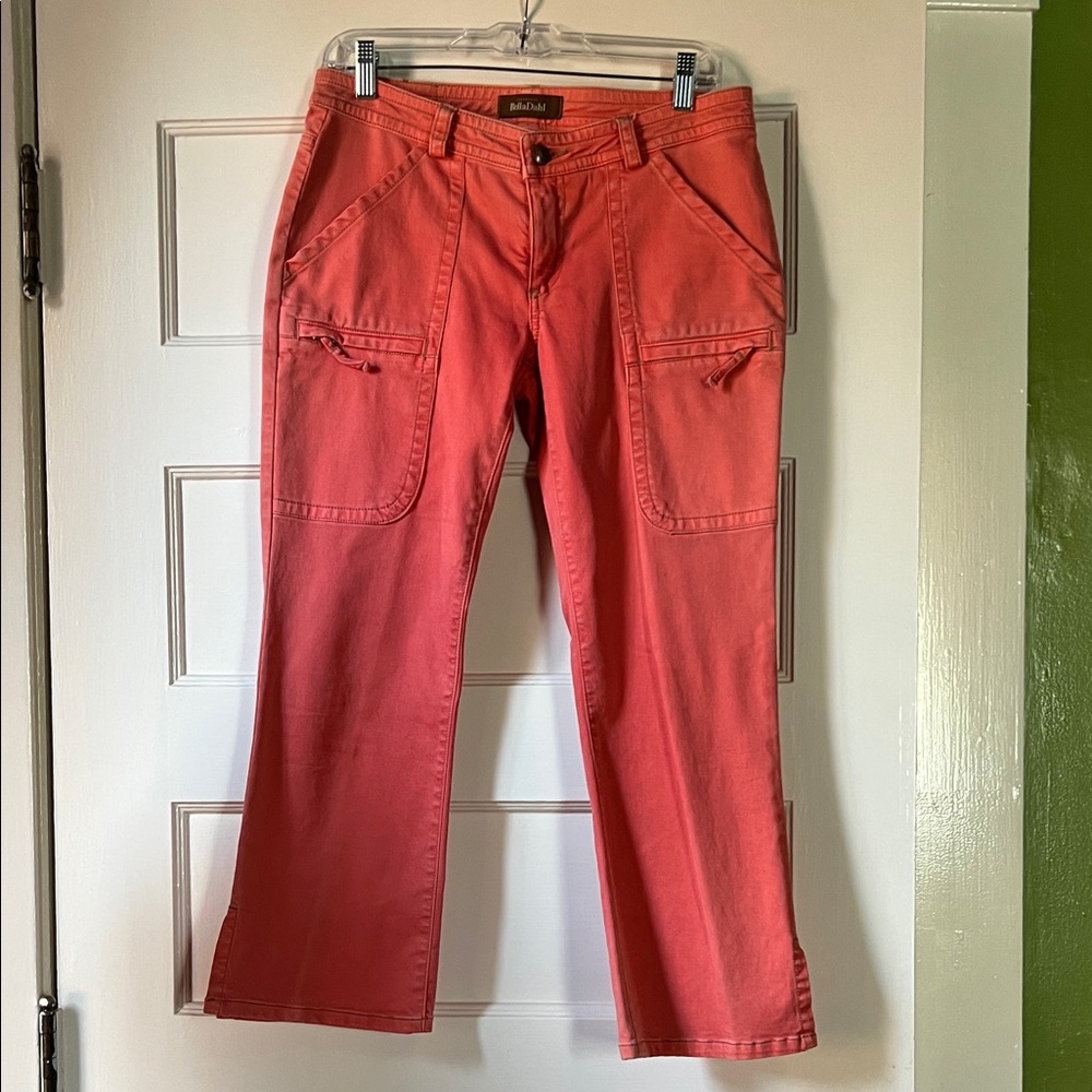 Bella Dahl Vibrant Coral Cropped Split-hem Jeans